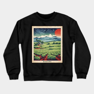 Boseong Green Tea Field South Korea Travel Tourism Retro Vintage Art Crewneck Sweatshirt